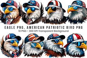 Eagle American Patriotic PNG Bundle, a Graphic by Clipart Bloom
