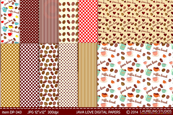Java Love digital paper pack preview 2