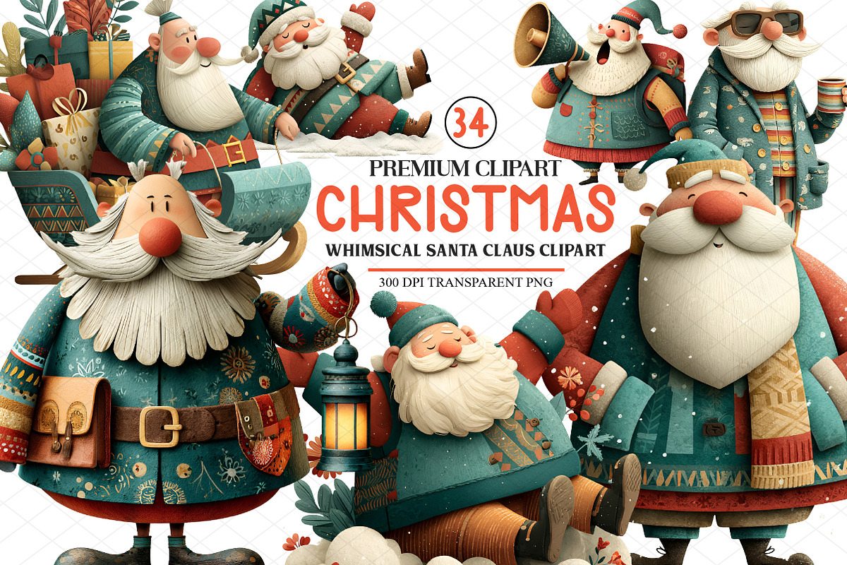 Watercolor Christmas Santa Claus Cli, an Illustration by cherrydesign (Photo 1 of 4)