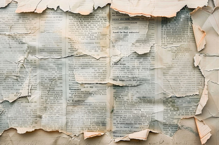 A collection of weathered newspaper, a Photo by Tanuart