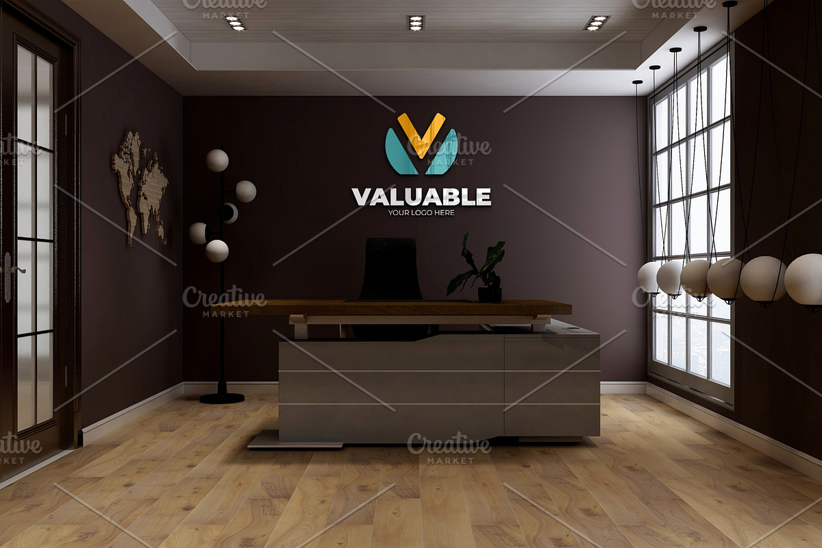Cafe & Office Scene Wall Logo Mockup, an Advertising Mockup by Ayy (Photo 10 of 18)