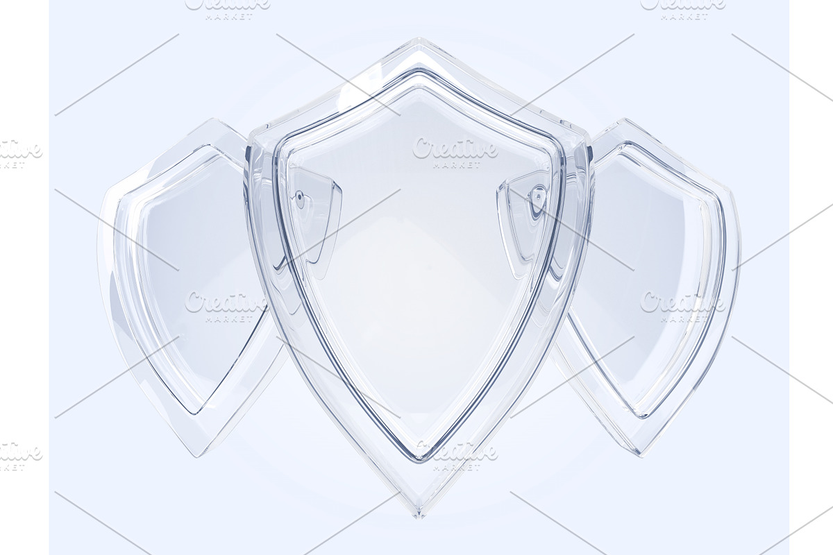 Glass shield set 3d render. Concept, a Templates & Theme by Marozhkastudio