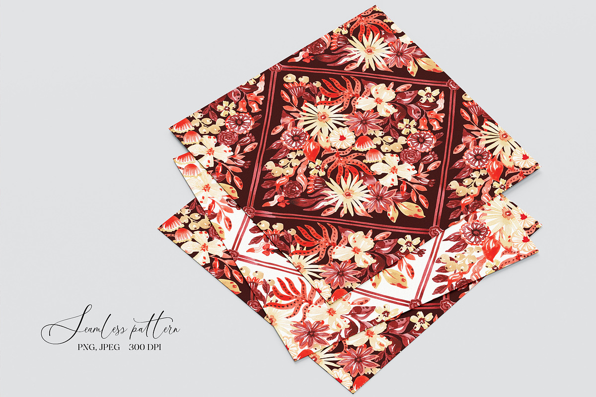 Fall Floral Grid Ornamental Pattern, a Pattern Graphic by SirenaArt (Photo 9 of 11)