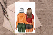 Best Friends Clipart, Soul Sisters, a Person Illustration by ArtedeCatrin (Thumbnail 10 of 10)