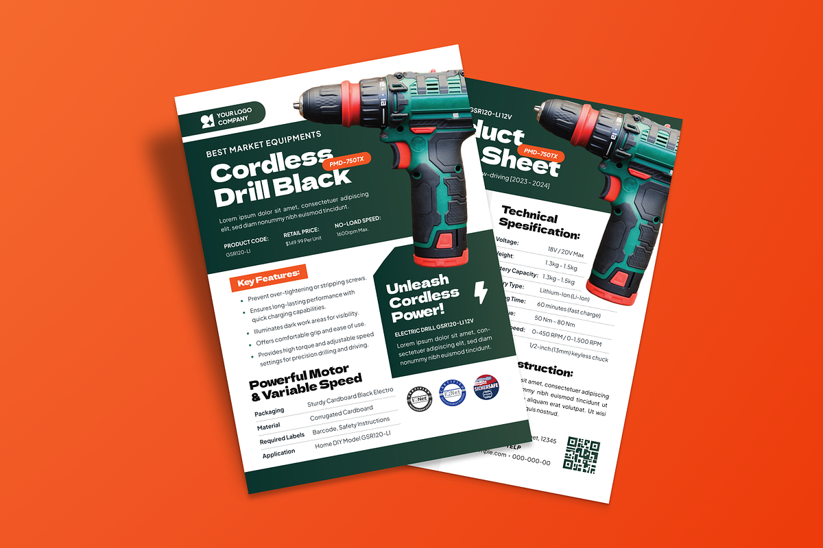 Cordless Drill Data Sheet, a Flyer Template by MMPixelCraft (Photo 4 of 6)