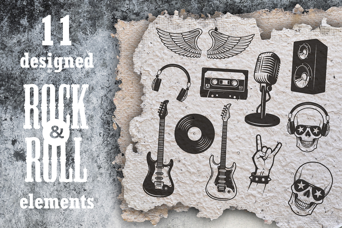 Set of 23 rock and roll elements, a Branding & Logo Template by Alexander Belenkiy (Photo 4 of 5)