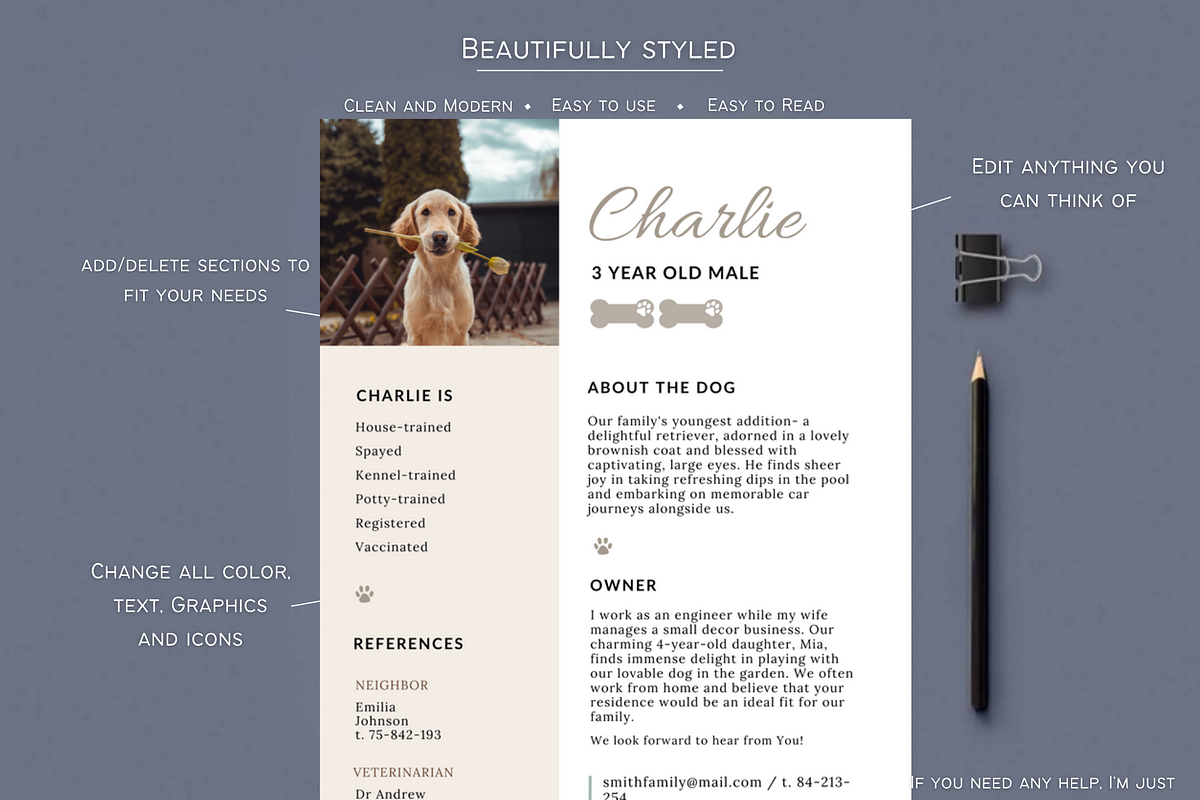 Pet Rental Application Resume, a Flyer Template by Climbwithelevator (Photo 2 of 5)