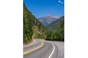 Winding North Cascades Highway with, a Nature Photo by Backyard Stock