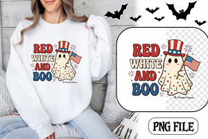 Red White And Boo Patriotic PNG, a Seasonal Illustration by CrexoraLab