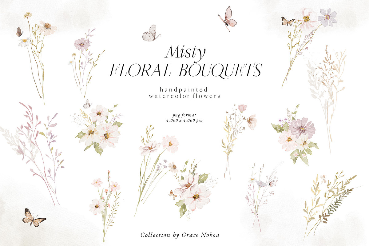 Watercolor wildflowers floral set, a Decorative Illustration by Grace Noboa Illustrations (Photo 7 of 14)