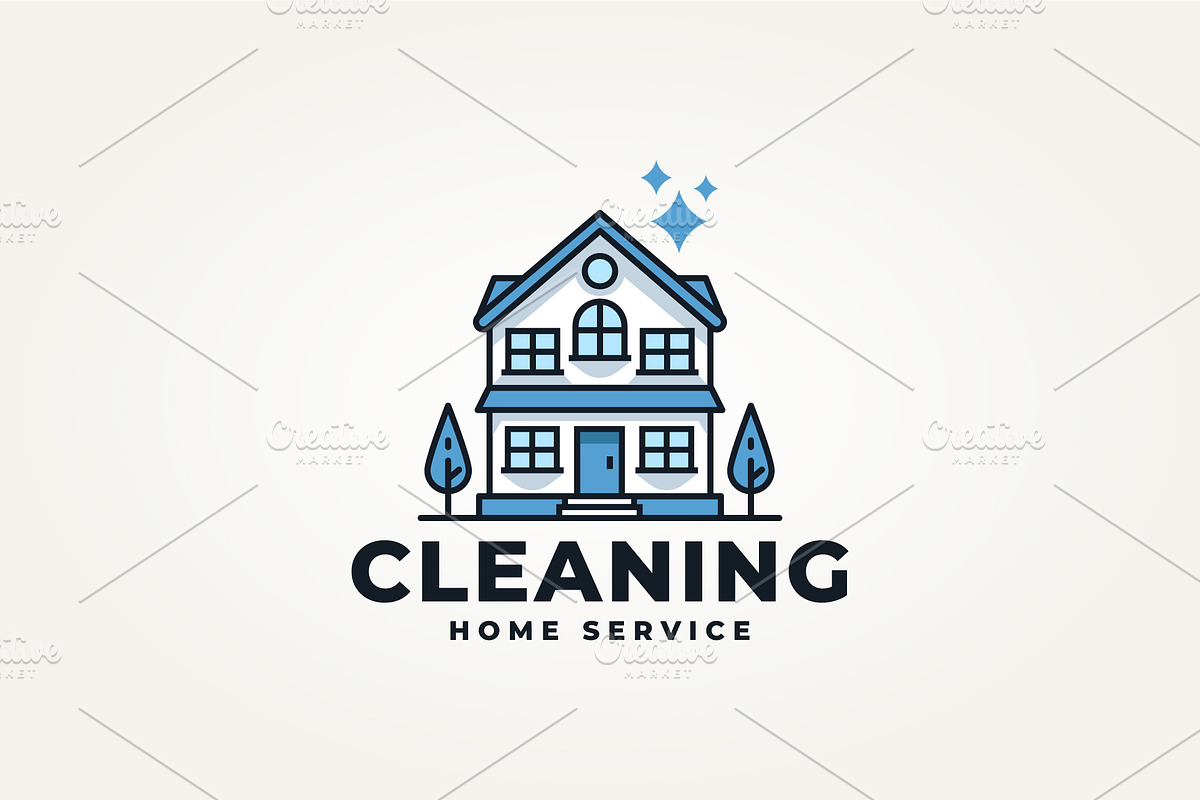 home cleaning service flat logo, a Branding & Logo Template by Blazybone (Photo 2 of 2)