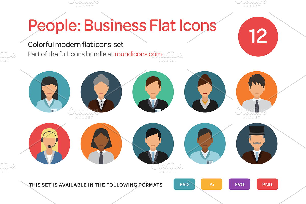 People: Business Flat Icons Set