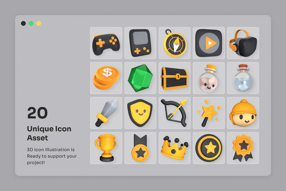 Playful 3D Game Icon Pack, a Technology Illustration by twinstd (Photo 6 of 6)