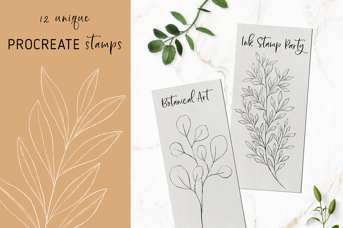 Procreate Ink Flowers Stamps, a Brush Add-On by Oh Mia Studio (Photo 3 of 3)