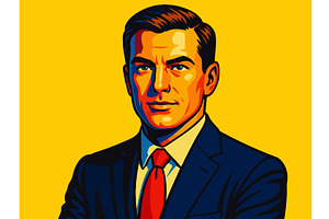 Businessman in Suit Pop Art vector, a Person Illustration by AlexArt