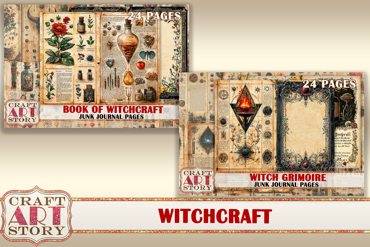 Book Witchcraft junk journal Pages, an Object Illustration by CraftArtStory (Photo 7 of 7)
