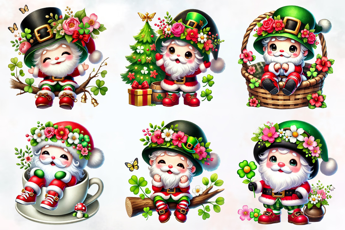 St. Patrick's Day Cute Santa Sublima, an Illustration by RobertsArt (Photo 2 of 7)