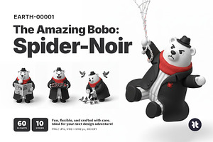 Bobo Spider-Noir, Clay 3D Clipart