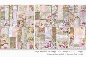 Vintage Lace And Roses Collages