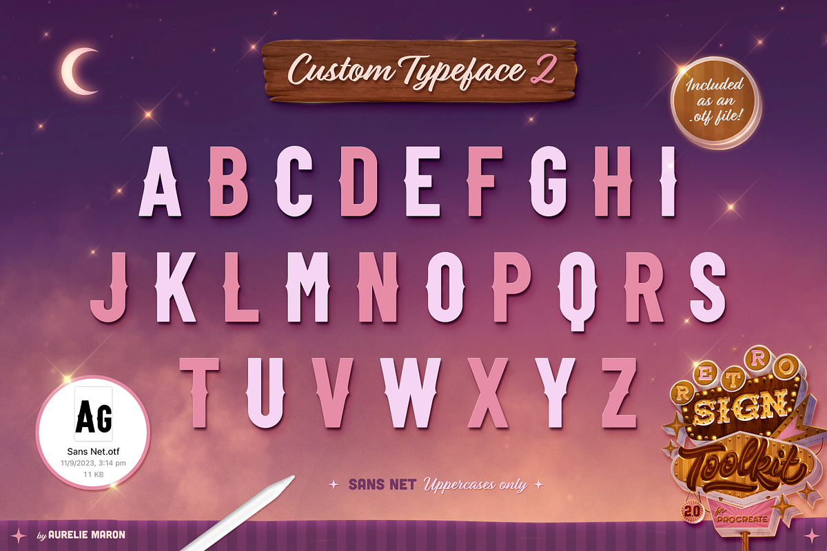 Retro Sign Toolkit 2.0 for Procreate, a Brush Add-On by Aurelie Maron (Photo 5 of 8)