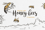 Honey bees, an Illustration by Onceli*art (Thumbnail 1 of 7)