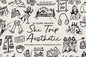 Ski Trip Clipart, Apres Ski Set, a Seasonal Illustration by The October Creative
