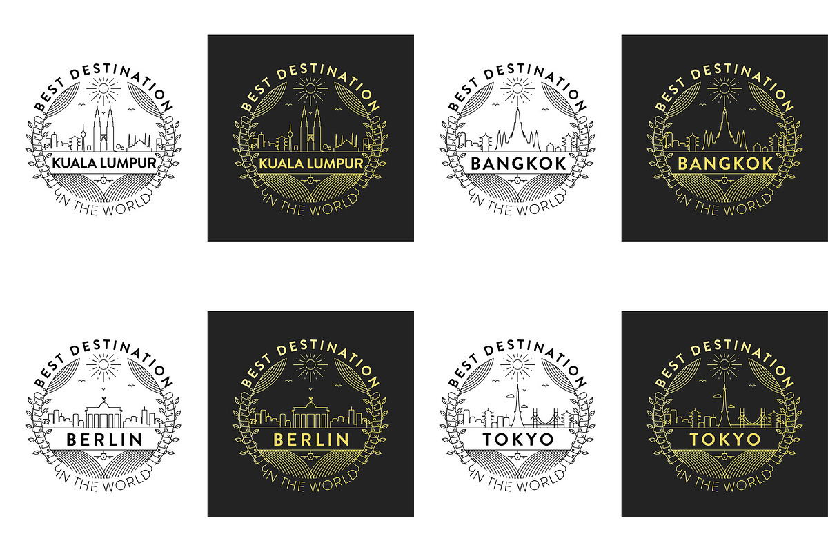 44 Linear City Badges, an Outline Icon by Kursat Unsal (Photo 4 of 25)