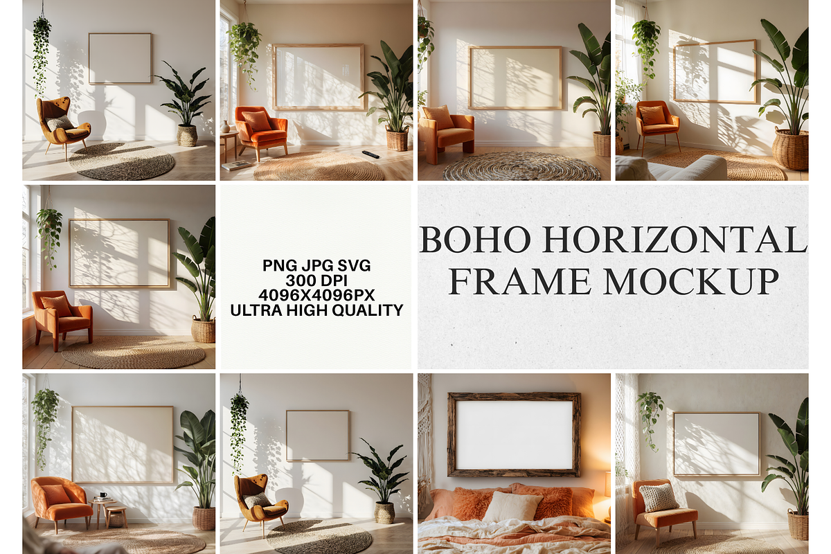 Boho Horizontal Frame Mockup, a Household Mockup by StormDigitalArt (Photo 1 of 2)
