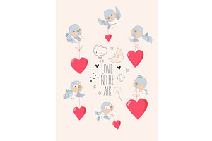 Illustration With Cute Birds and, an Animal Illustration by Maria Starus