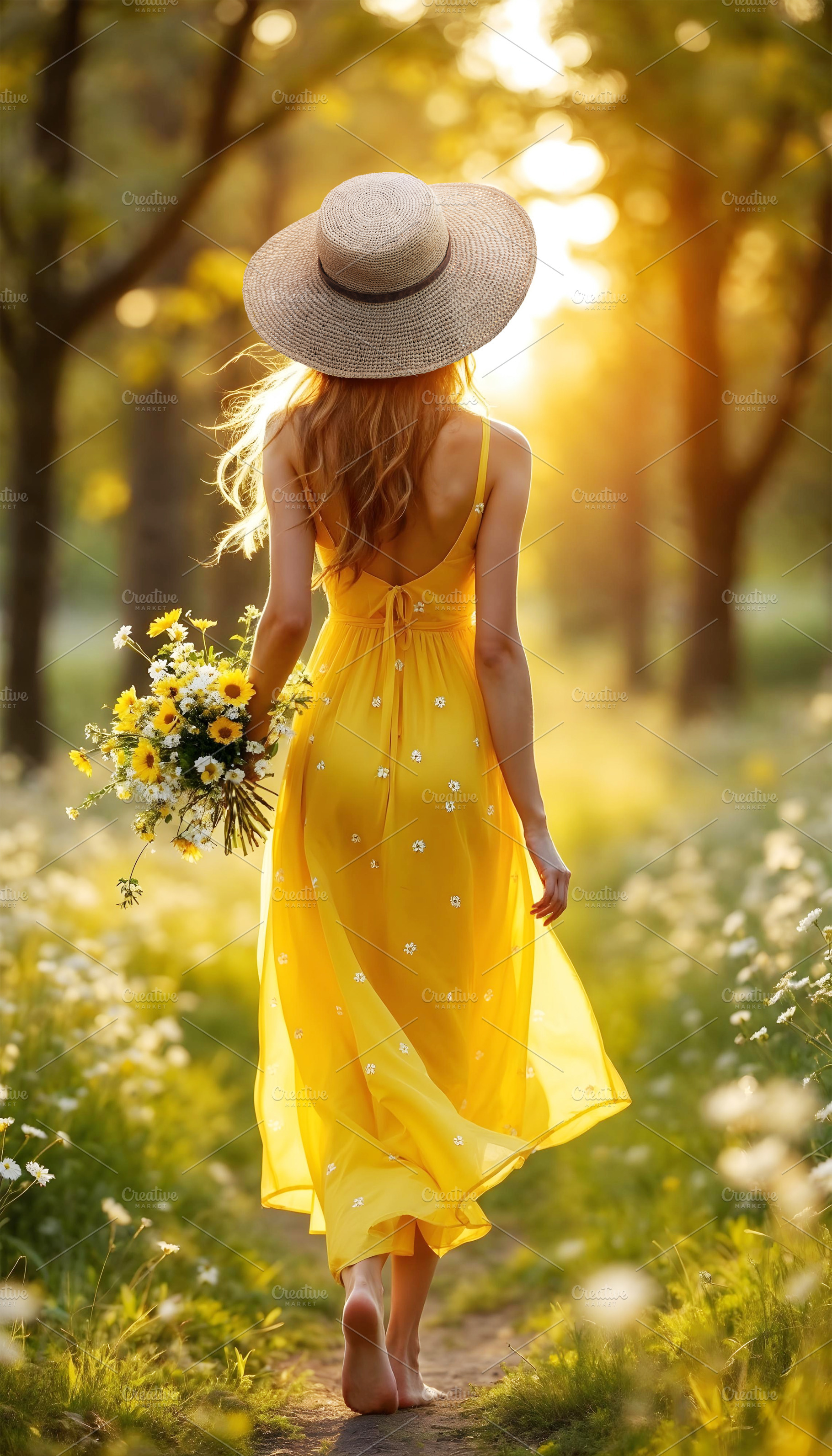 Young woman in a flowing summer dres, a Person Photo by Volff