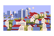 Cityscapes set + seamless patterns, an Object Illustration by PaperTrident (Thumbnail 4 of 8)