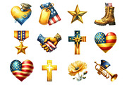 Yellow Veterans Day Clipart, a Graphic by CitraGraphics (Thumbnail 3 of 4)