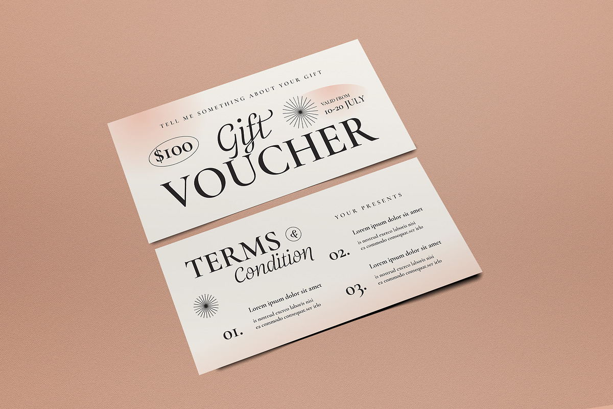 Coral Minimalist Gift Voucher, a Card Template by graphicook (Photo 2 of 3)