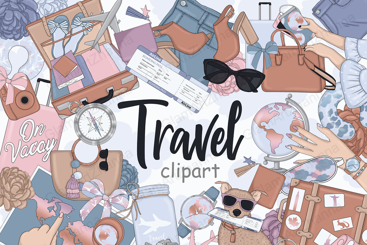 Travel Clipart Collection, a Transportation Illustration by GlamArtZhanna (Photo 1 of 6)
