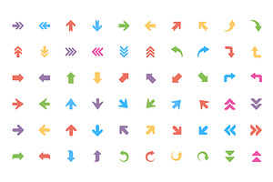 400 Flat Arrows Vector Icons