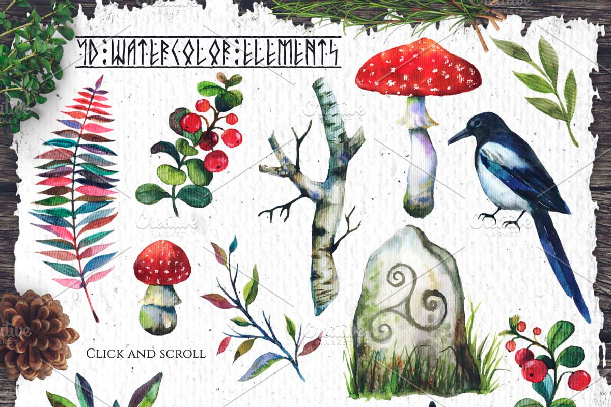 Pagan Forest Watercolor Kit, a Decorative Illustration by Fluffy Unicorn (Photo 2 of 6)