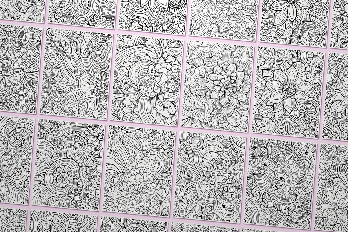 Stress Relief Coloring Pages BUNDLE, an Illustration by Pix Cafe (Photo 5 of 13)
