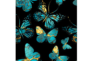 A set of beautiful blue and gold, an Animal Illustration by Nenahliadava Design