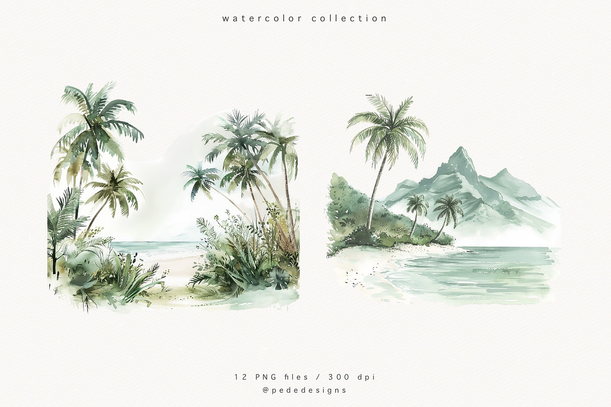 Watercolor Tropics, a Decorative Illustration by PeDe Designs (Photo 6 of 13)