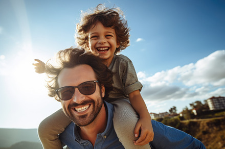 Portrait of a happy father and his s, a Photo by Iftikhar Alam
