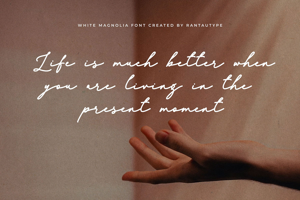 White Magnolia Handwritten Font, a Handwritten Font by RantautypeStudio (Photo 2 of 15)
