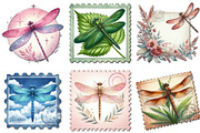 Dragonfly Postage Stamps Clipart, an Illustration by Libby Wishes (Thumbnail 3 of 6)