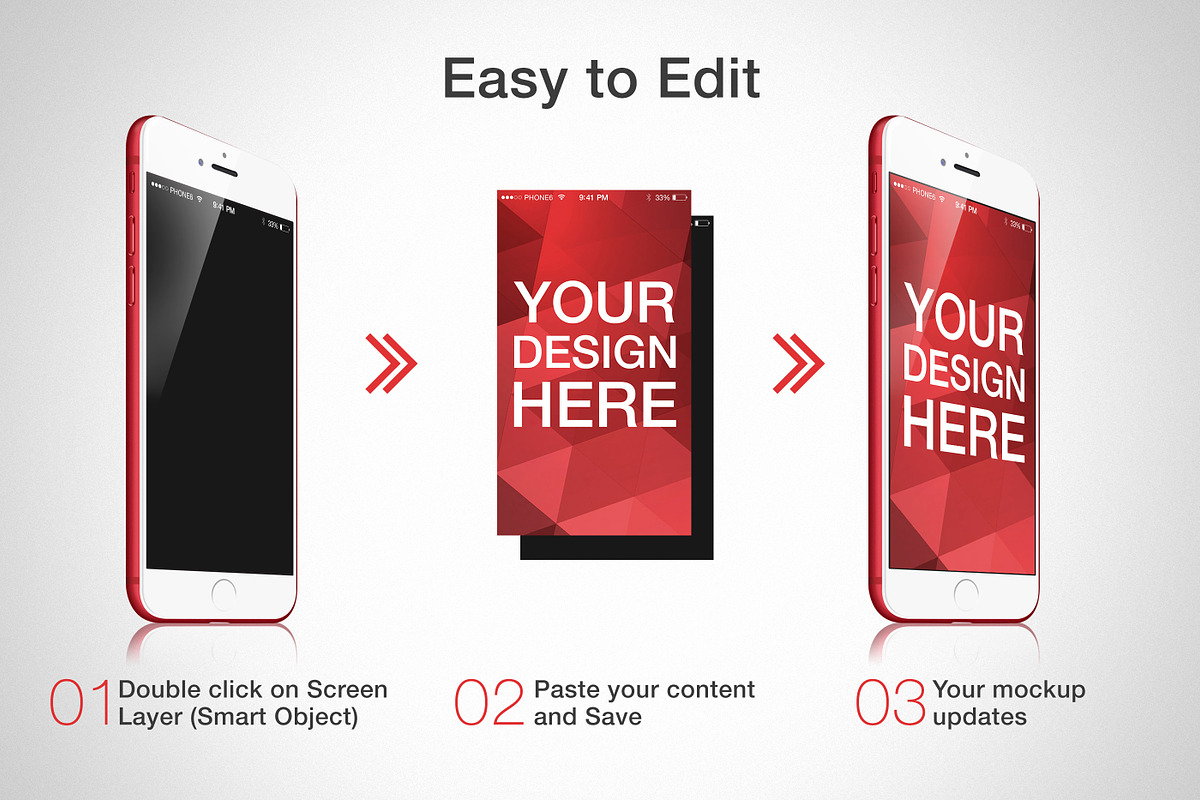 iPhone 7 RED Mockups, an iPhone Mockup by RadekBroz (Photo 2 of 3)