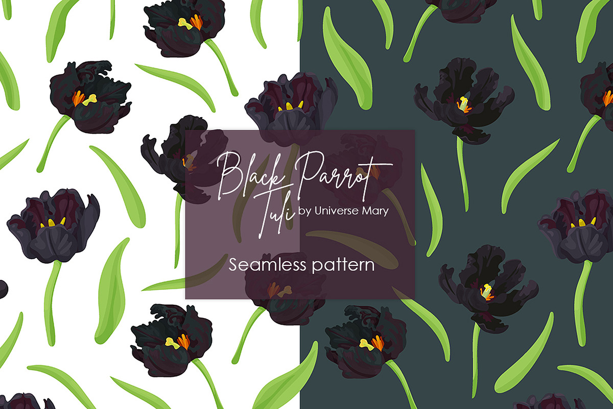 Black Parrot Tulip flower Vector, a Seasonal Illustration by Universe Mary (Photo 5 of 7)