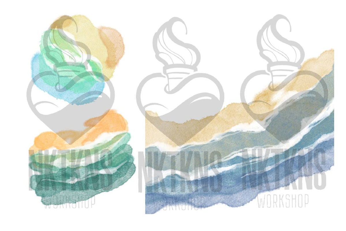 Summer Beach Clipart. Ocean clipart., a Texture Illustration by NKTKNS (Photo 5 of 7)