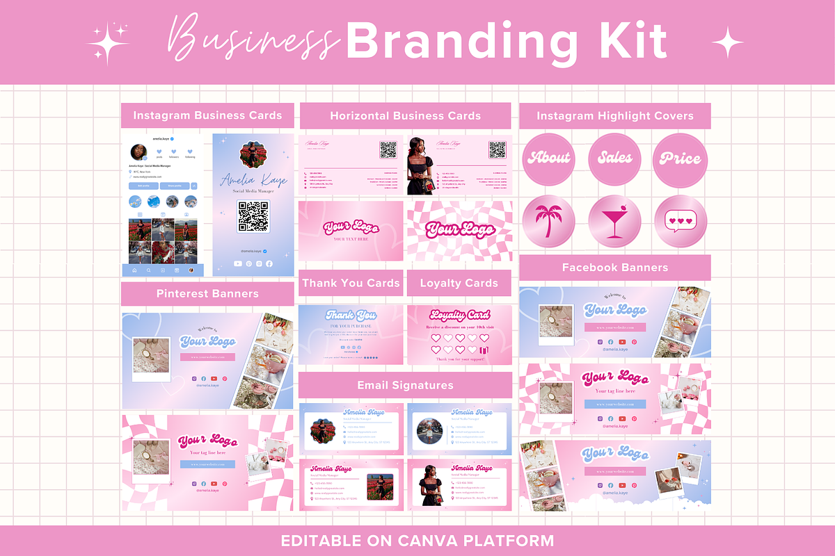 Pink Canva Branding Kit, a Branding & Logo Template by GlamWebDesigns (Photo 1 of 10)