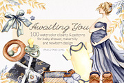 Baby Shower Watercolor Collection, a Decorative Illustration by WatercolorElena (Thumbnail 1 of 12)