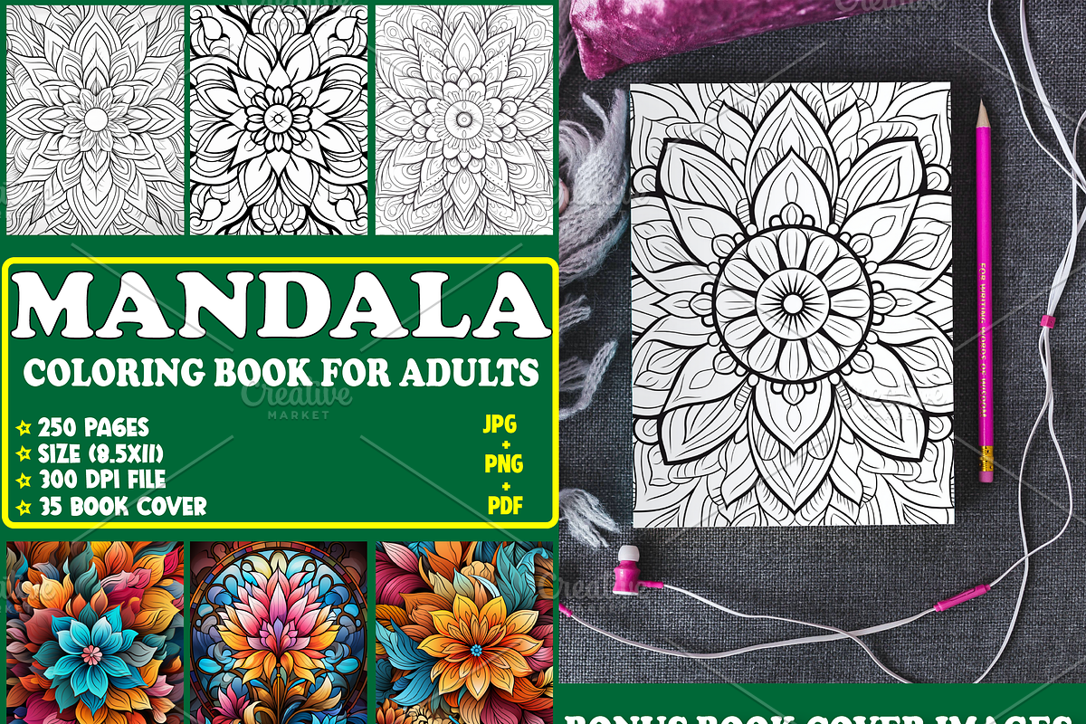 250 Mandala Coloring Pages, a Decorative Illustration by Design Station (Photo 1 of 7)