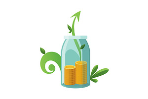 Investing bottle money, icon, a Finance Illustration by Things for designers