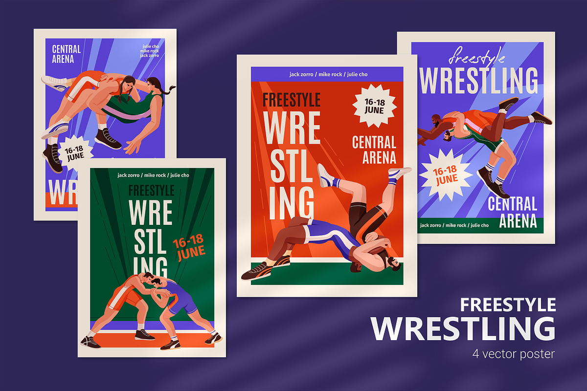 Freestyle wrestling fight posters, a Sport Illustration by PaperTrident (Photo 1 of 7)